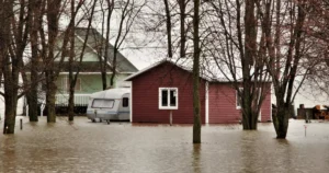 Flooded homes showing need for flood insurance